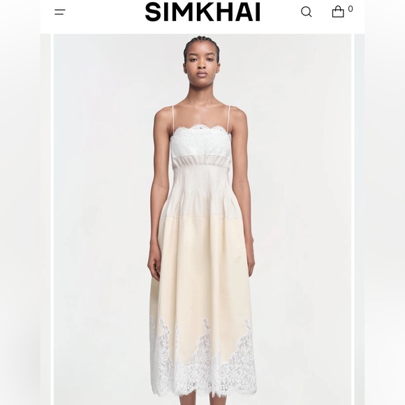 chinese dress ladies Lilianna Cotton Lace Midi Dress – SIMKHAI main image 0